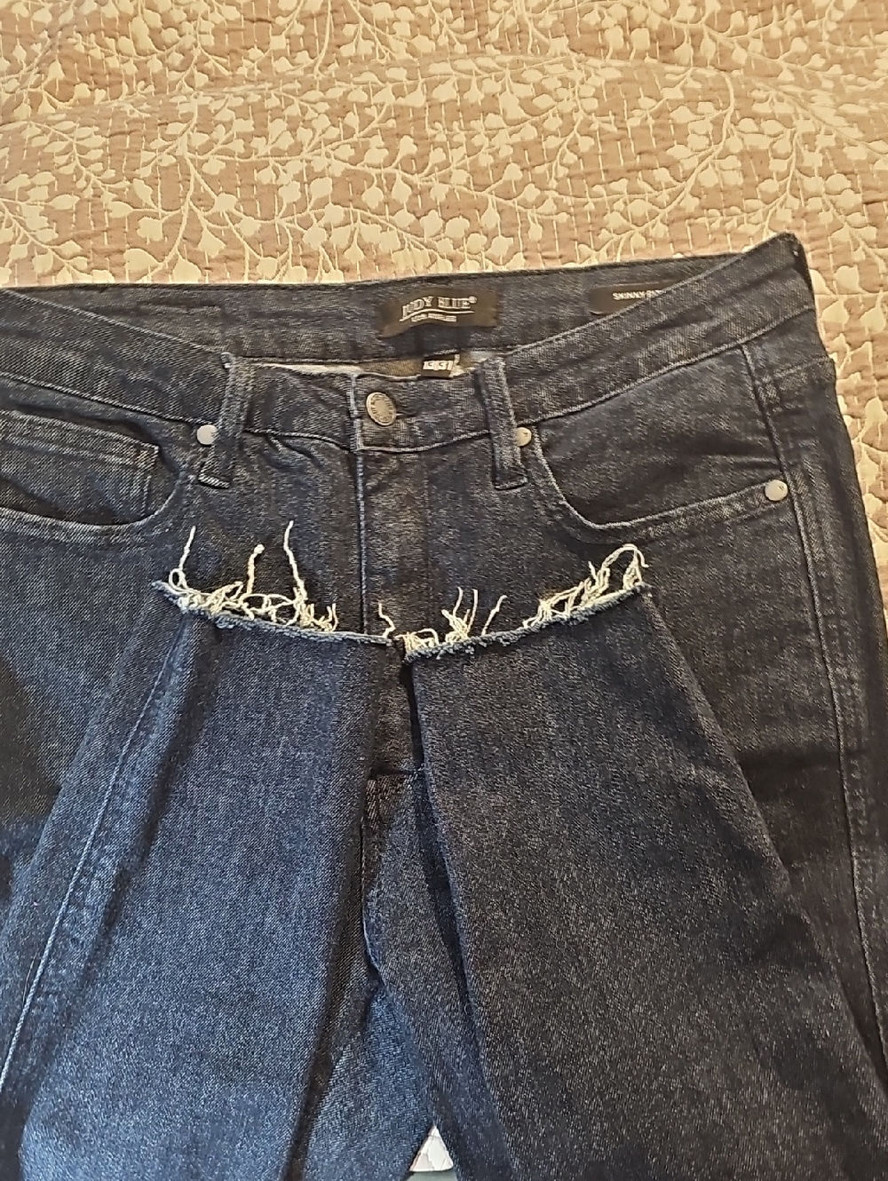 Judy Blue Dark Indigo High-Rise Skinny Jeans with Raw Hem